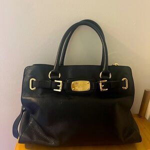 MICHAEL Michael Kors Hamilton Large Black Leather Satchel